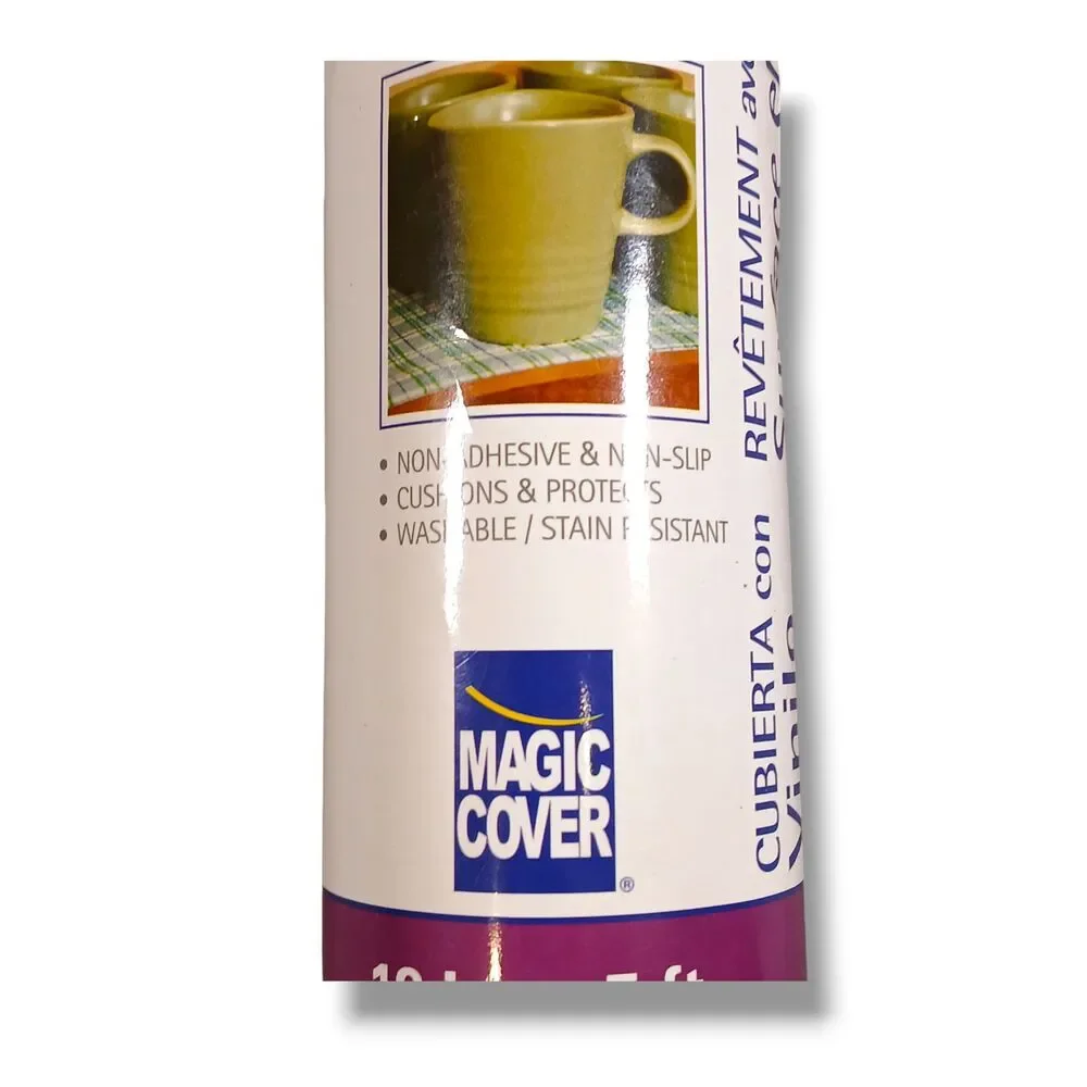 Magic Cover Gray Floral Vinyl Top Liner 12in x 5ft Non-Slip Washable Durable
